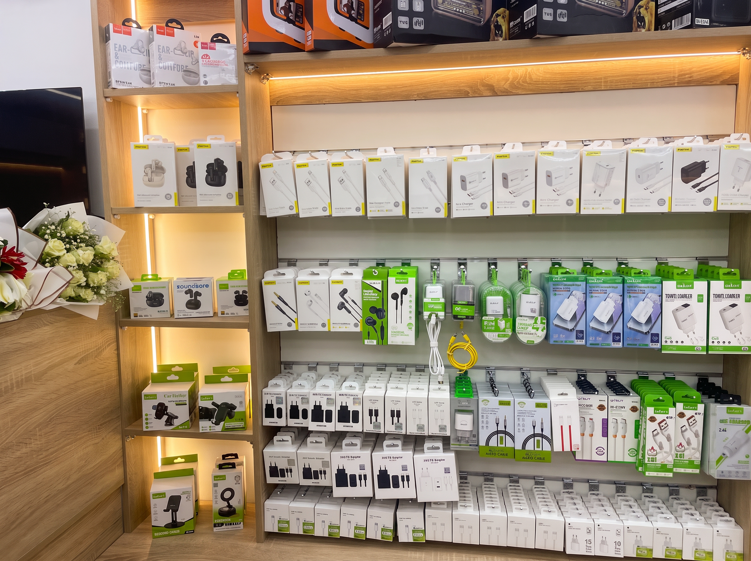 Accessories on display inside JB Cell